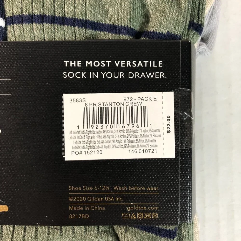 Gold Toe Socks Men Size 6-12.5 “Stanton Crew” Long Dress Socks 6 Pairs Blue/gray - Picture 7 of 7